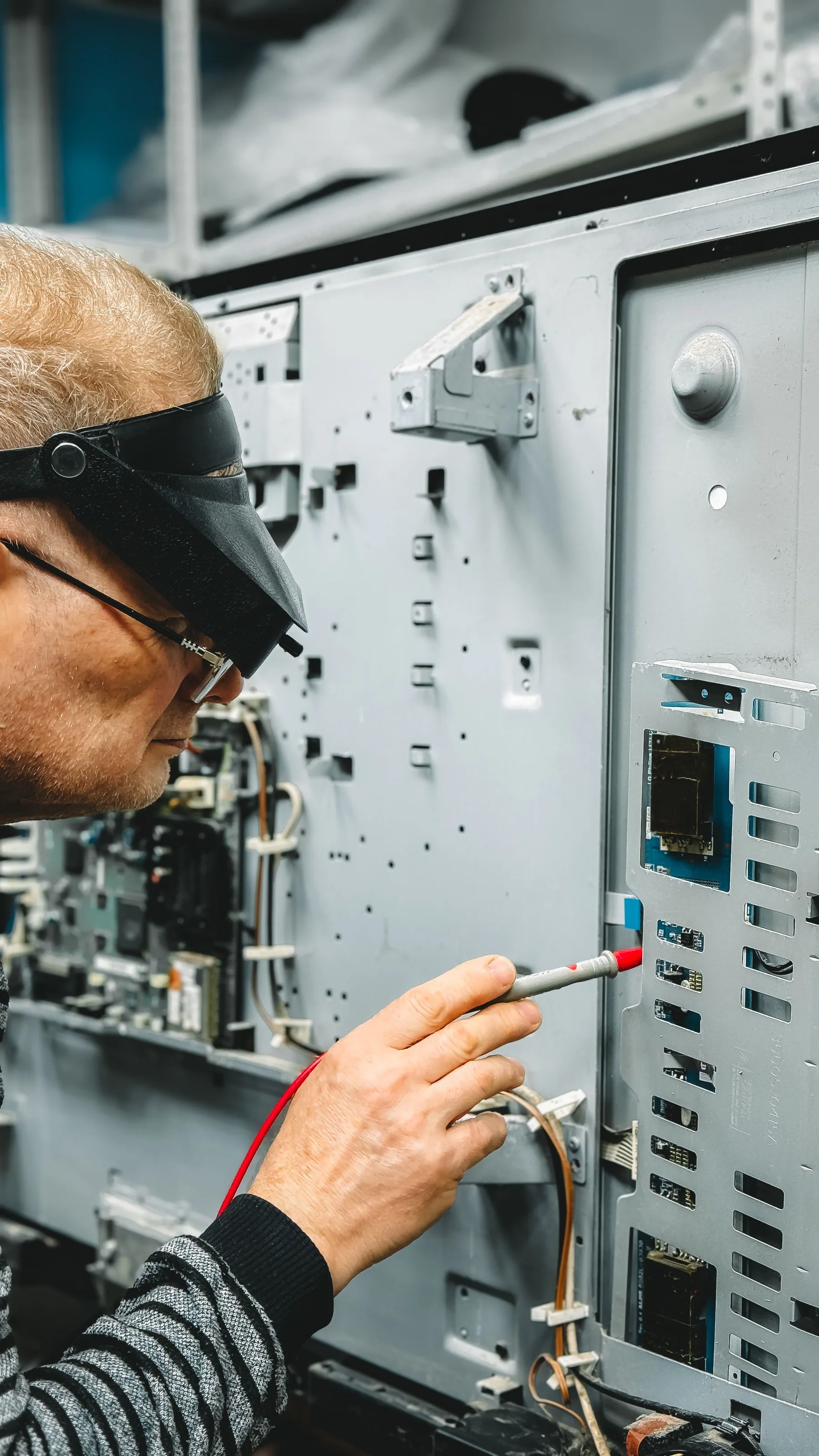Industrial service engineer inspecting process equipment